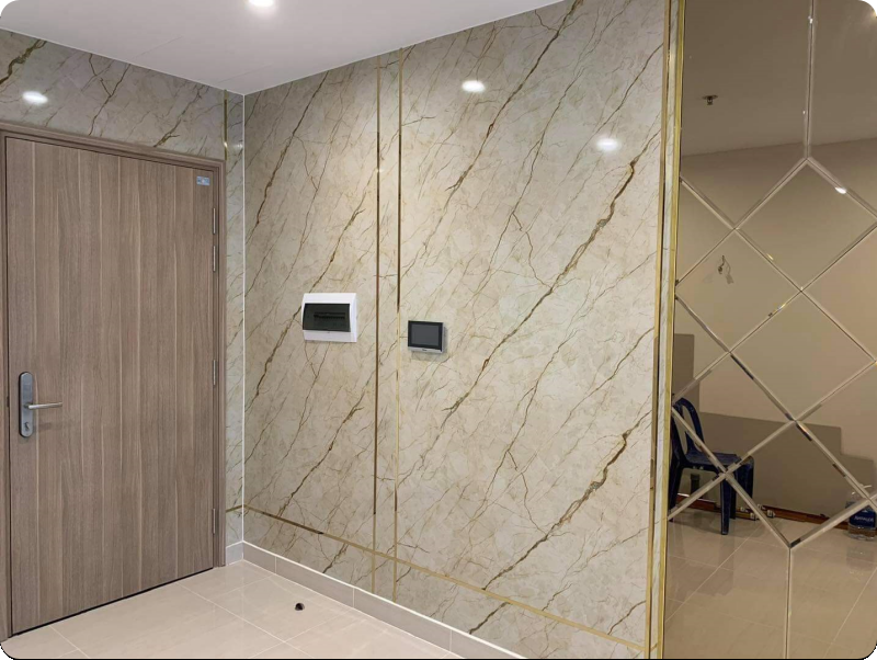 thi công tấm nhựa giả đá ốp tường