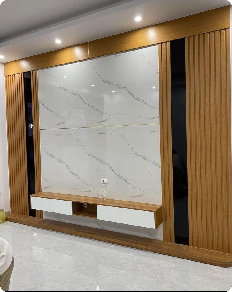 Tấm nhựa giả đá trang trí tivi