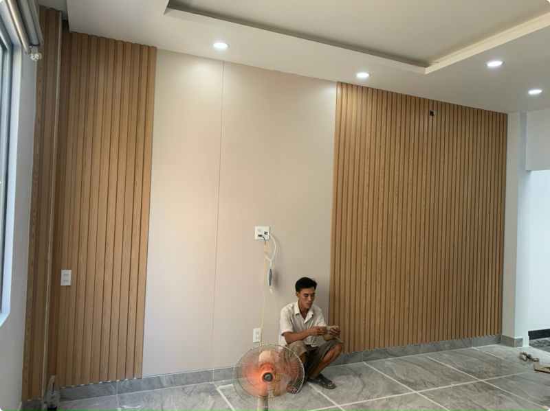 Ốp Tường tấm nhựa nano kết hợp lam sóng