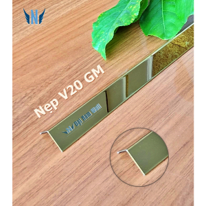 Nẹp Inox V20 Vàng Gấp Mép – Dài 2m4