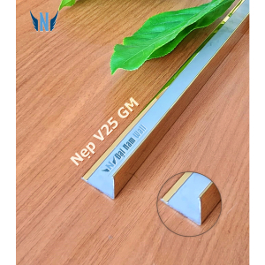 Nẹp Inox V25 Vàng Gấp Mép – Dài 2m4