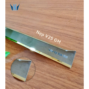 Nẹp Inox V25 Vàng Gấp Mép – Dài 2m4