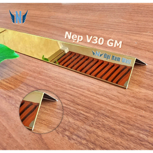 Nẹp Inox V30 Vàng Gấp Mép – Dài 2m4